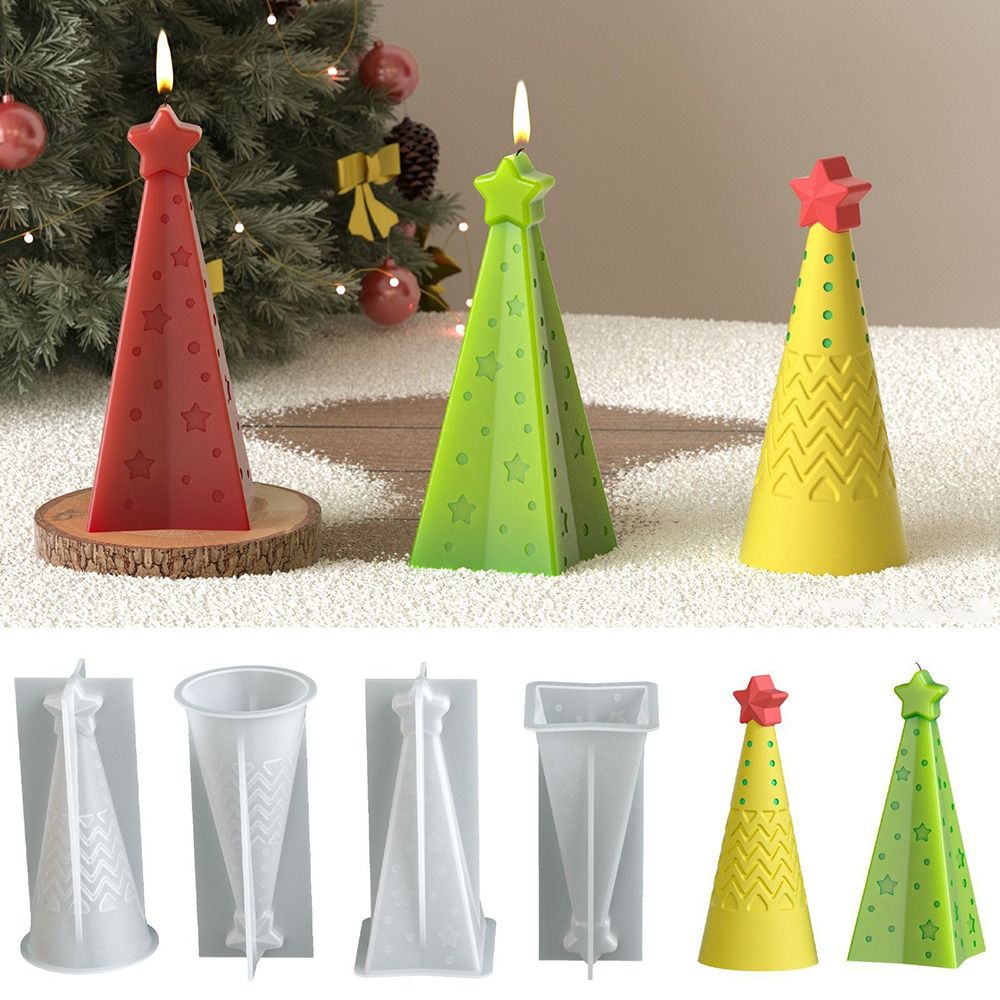 Candle Making Kit Xmas - Cetakan Lilin Kerucut Natal Silikon, Cetakan