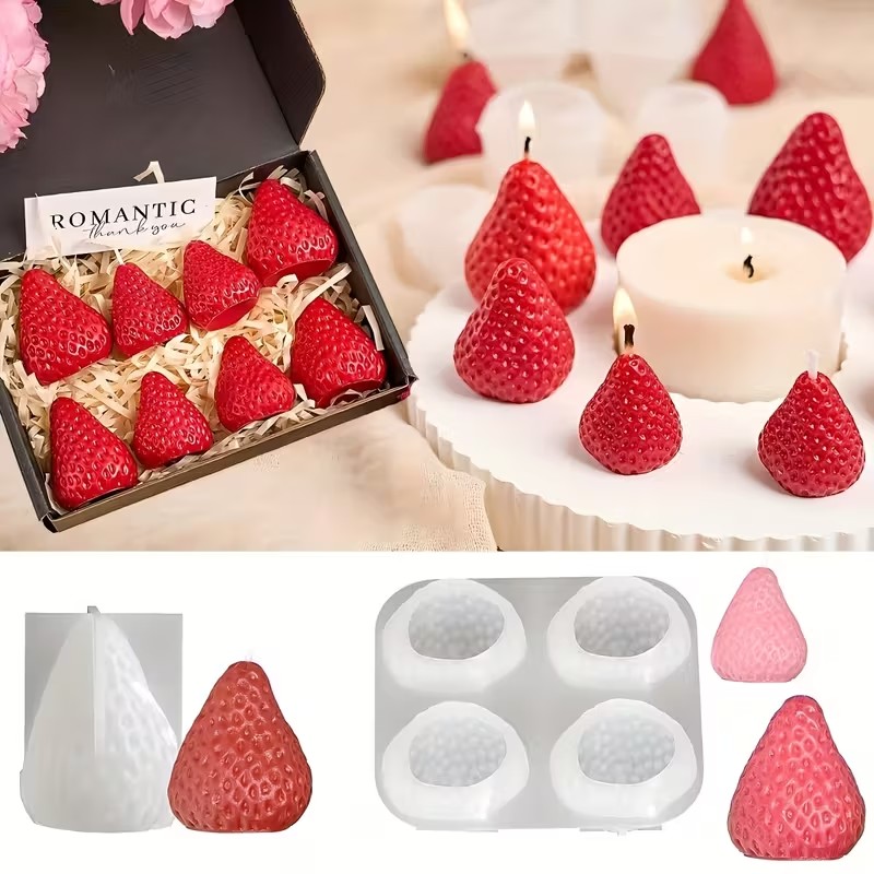 Candle Making Equipment - Cetakan Lilin Silikon Bentuk Stroberi untuk