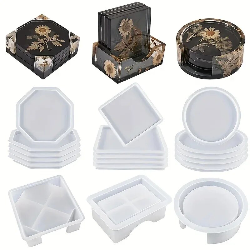 Candle Making Equipment - Set cetakan Resin Coaster termasuk 1